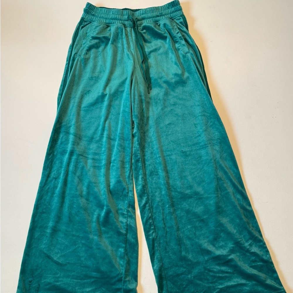 Aerie Teal Velvet Wide Leg Bottoms